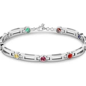 Navratna Sterling Silver Bracelet
