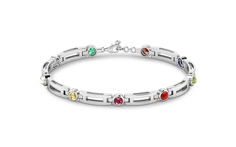 Navratna Sterling Silver Bracelet